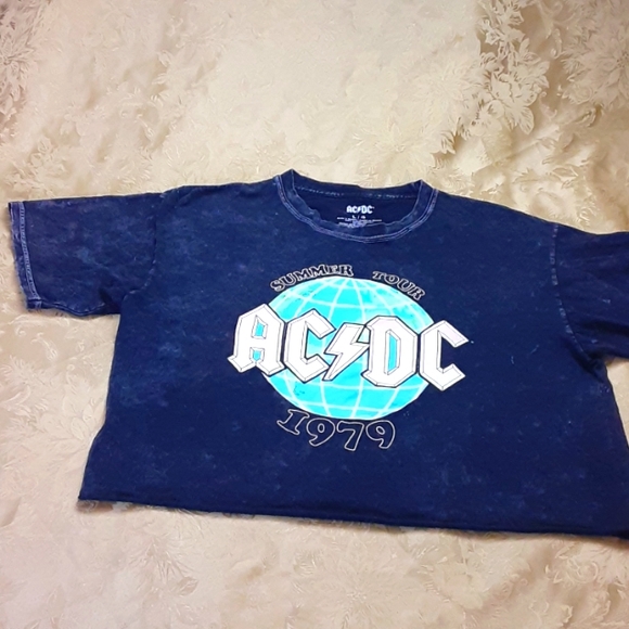 AC⚡DC ROCK BAND Sumner Tour 1979 Size L WOMENS Color Black Pink - Picture 2 of 7